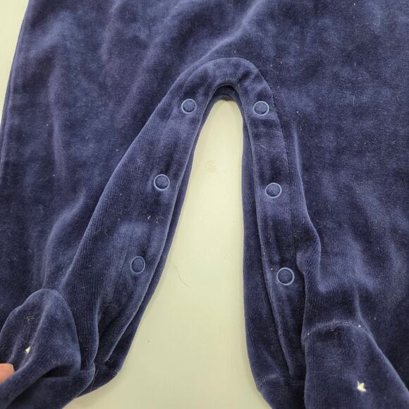 VTG Mickey Mouse SZ 0/6M Blue Navy Velour Stars Bodysuit Snap Y2K - Picture 5 of 6